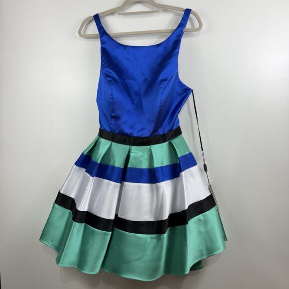 Nox Anabel Narianna New Colorblock A Line Mini Dress XL Open Back HOCO Party - Picture 15 of 15